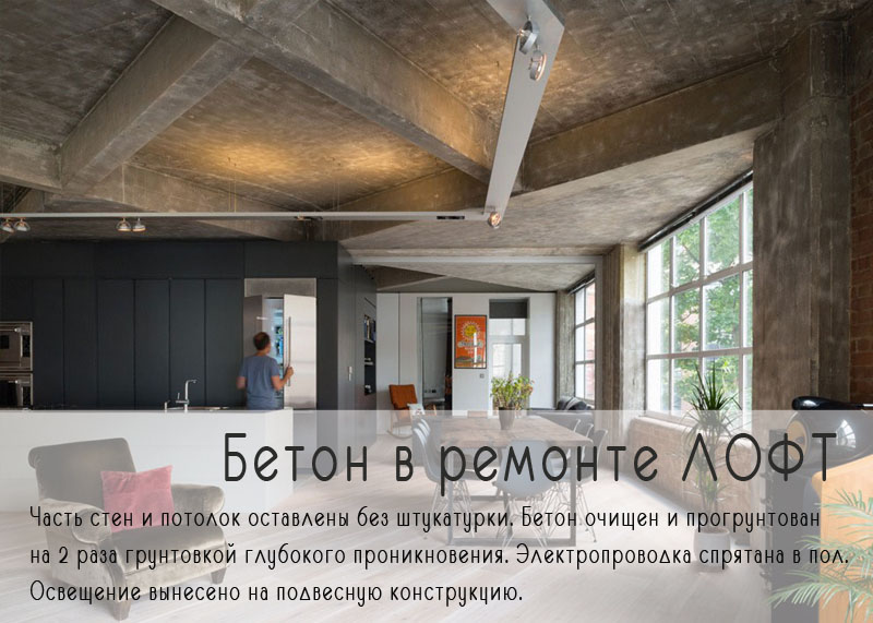 Бетон в лофт ремонте