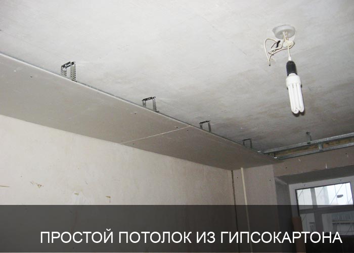 Простой потолок из гипсокартона