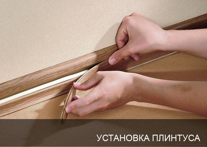 Установка плинтуса в офисе